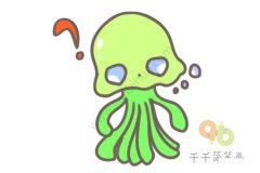 水母小怪简笔画步骤图