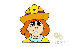 戴帽子的女孩简笔画教程