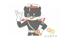 帅气的黑猫警长简笔画