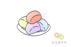 美味的彩色小馒头简笔画图片