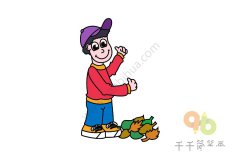 小男孩简笔画 秋游去