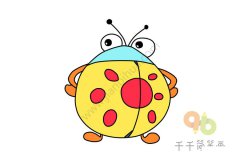 气鼓鼓的七星瓢虫简笔画