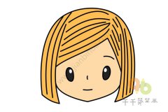 儿童画短发女孩头像简笔画