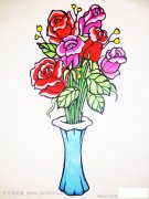 玫瑰花瓶简笔画