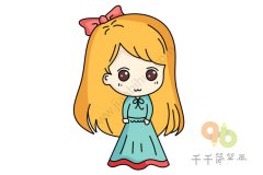 小女孩简笔画 穿着漂亮的公主裙