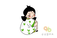 伤心哭泣的女生简笔画