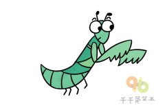 小心翼翼的螳螂简笔画步骤图