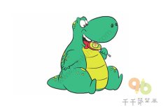 恐龙世界之吃棒棒糖的恐龙简笔画