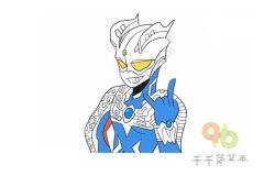 开心的赛罗奥特曼儿童卡通简笔画