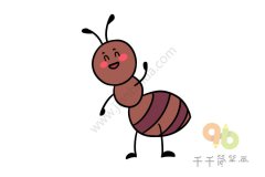 打招呼的小蚂蚁简笔画