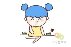 我和自然有个约会 桃心小女孩简笔画