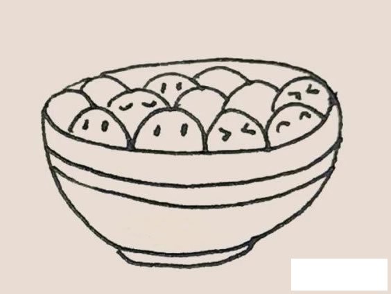 一碗汤圆简笔画