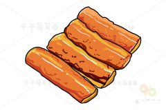 福建传统小吃 炸五香简笔画