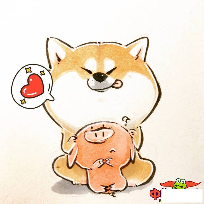 小狗简笔画图片大全，可爱q版柴犬简笔画图片