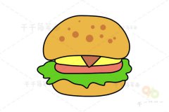 汉堡包简笔画步骤图