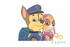 汪汪队立大功之阿奇和天天简笔画