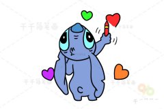 星际宝贝 画画的史迪奇简笔画