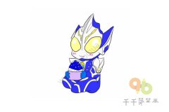 爱吃刨冰的希卡利奥特曼儿童卡通简笔画