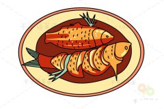 浙江西湖醋鱼简笔画