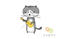 弹吉他的猫简笔画步骤图