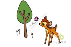 小鹿斑比 玩耍的斑比简笔画图片