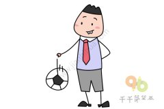 玩足球的姜小牙爸爸简笔画 米小圈系列