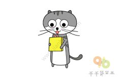 拿着鱼的猫简笔画步骤图