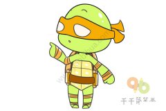 忍者神龟米开朗基简笔画
