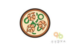 美味虾仁汤简笔画步骤图教程