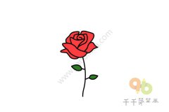 火红的玫瑰花简笔画