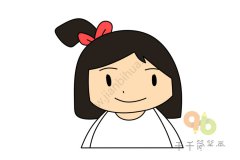 朝天辫小女孩头像简笔画图片