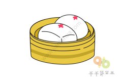 美食简笔画 蒸笼里的大馒头