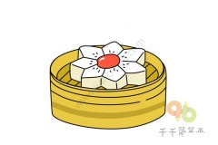 美食简笔画 蒸笼里的米糕