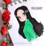 欧美风美少女彩色插画