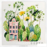 美腻通透的水彩植物简笔画，炫目的色彩