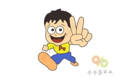 比耶男孩简笔画步骤图