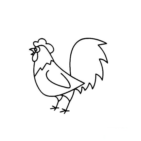 喔喔叫的大公鸡画法