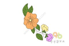 绿藤上的蝴蝶花简笔画图片