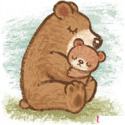 卡通动物简笔画图片，熊妈妈和熊宝宝