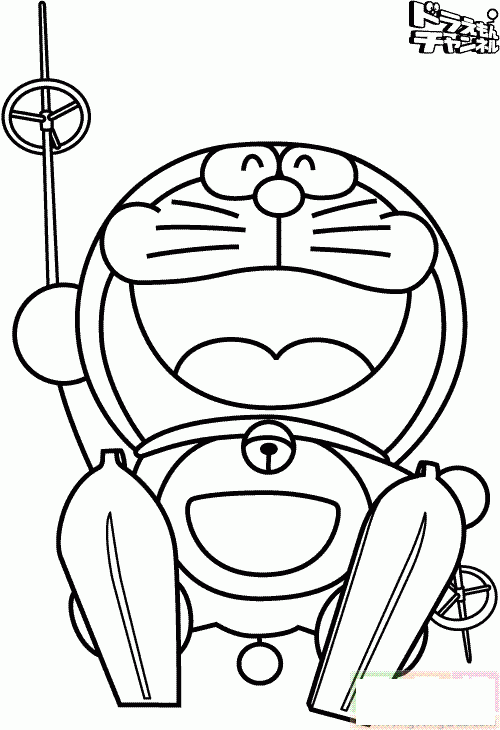 叮当猫玩玩具简笔画
