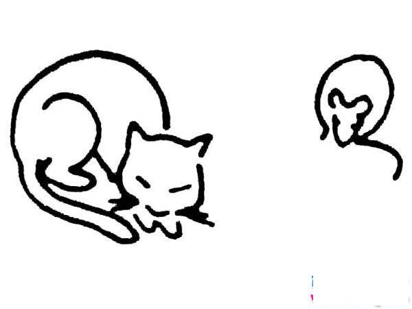 儿童简笔画:猫和老鼠