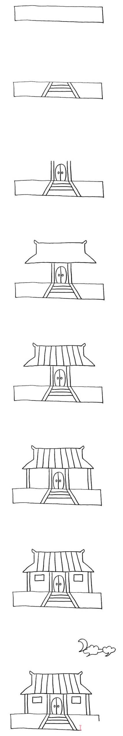 寺庙怎么画多彩好看 带步骤图寺庙简笔画图片