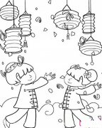 2017年迎春节简笔画，张灯结彩迎新年
