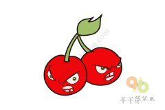 植物大战僵尸 樱桃炸弹简笔画