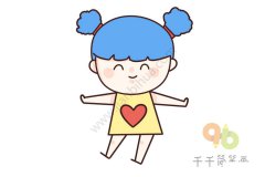 桃心小女孩简笔画 累了休息一下