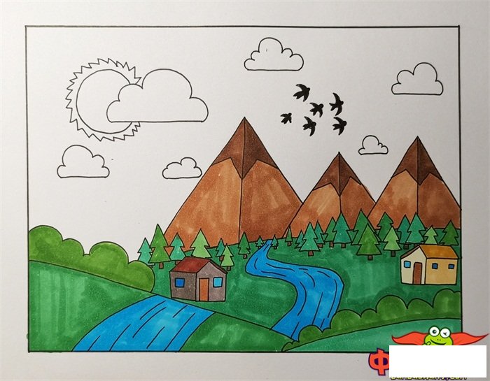 一幅春天简单漂亮的画，春天怎么画简单好看