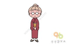 樱桃小丸子  小丸子奶奶樱小竹简笔画图解