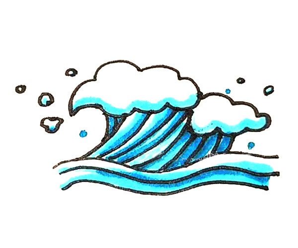 海浪简笔画步骤教程