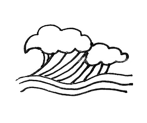 海浪简笔画步骤教程