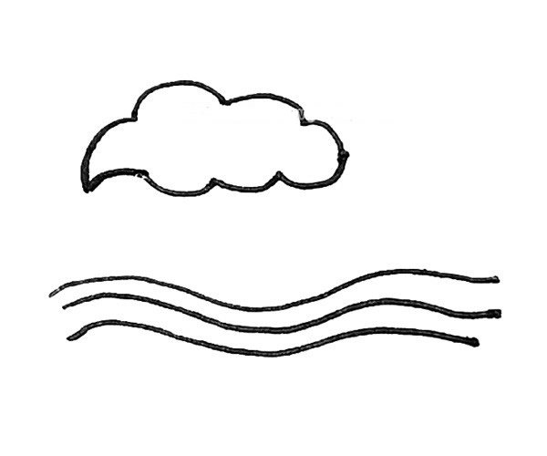 海浪简笔画步骤教程